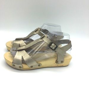 Kimchi Blue Wooden Platform Leather Sandals 6